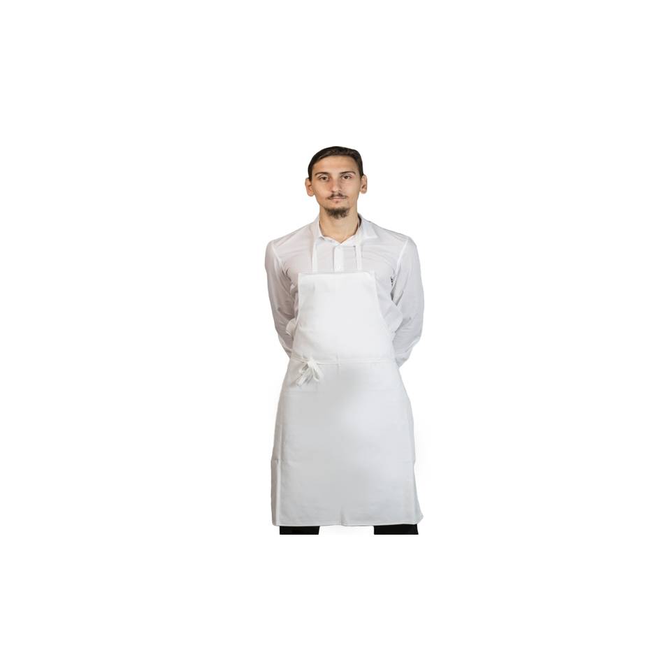 White herringbone bib apron 90x75 cm