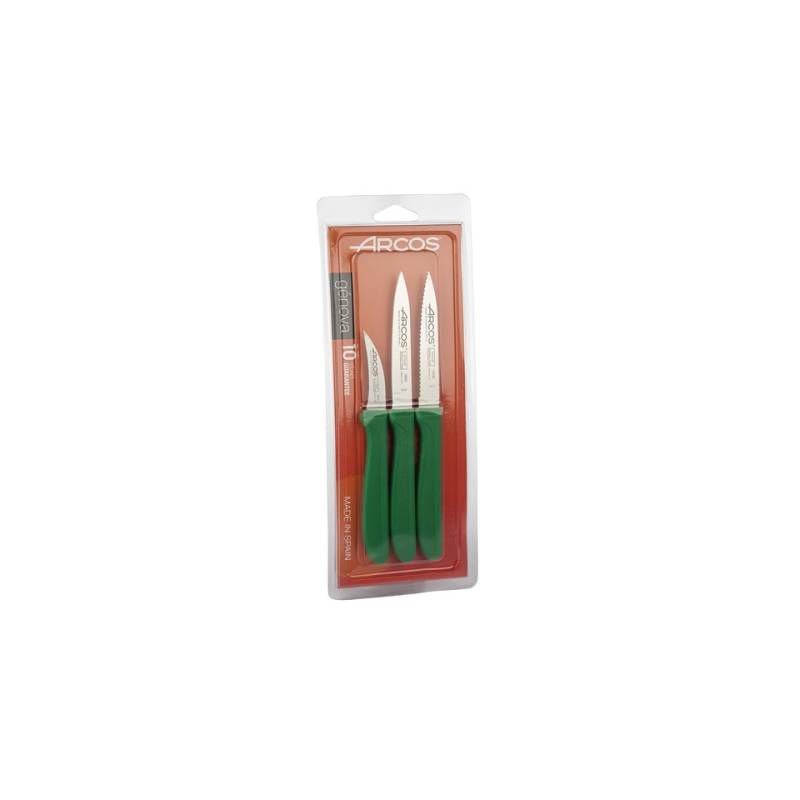 Genoa Arcos stainless steel stainless steel 3 paring knife set with green handle