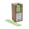 Biodegradable straws with spiral decoration in white and light green paper cm 20x0.6