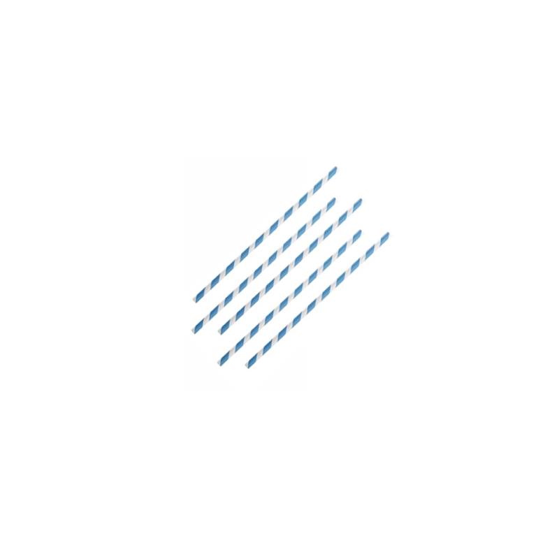 Biodegradable straws with spiral decoration in white and blue paper cm 20x0.6