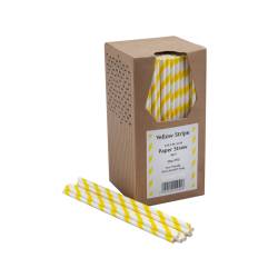 Biodegradable straws with spiral decoration in white and yellow paper cm 20x0.6