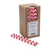Biodegradable straws with spiral decoration in white and red paper cm 20x0.6