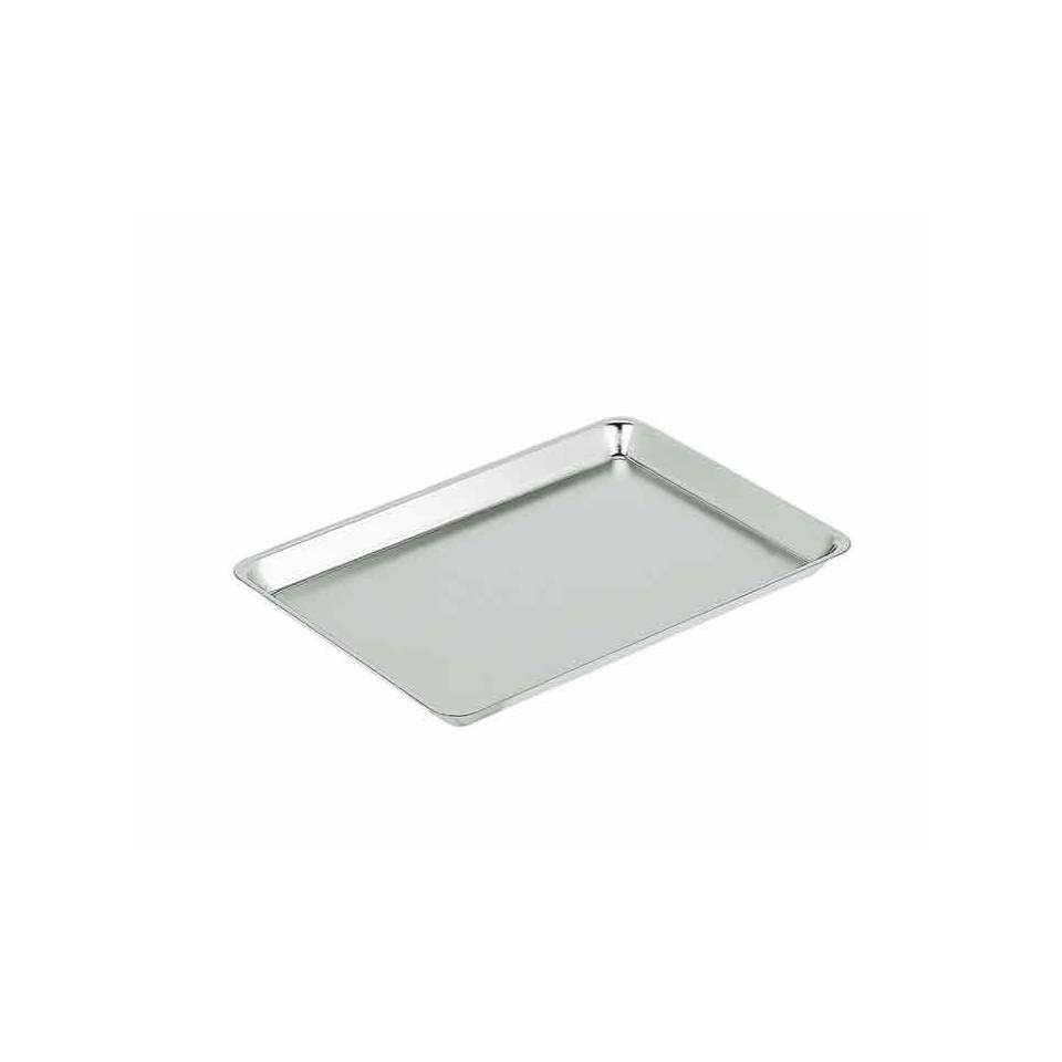 Classic polished stainless steel rectangular tray 31x22 cm