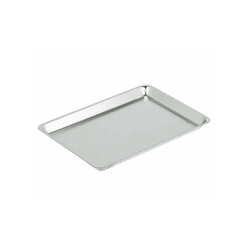 Classic polished stainless steel rectangular tray 41x28 cm