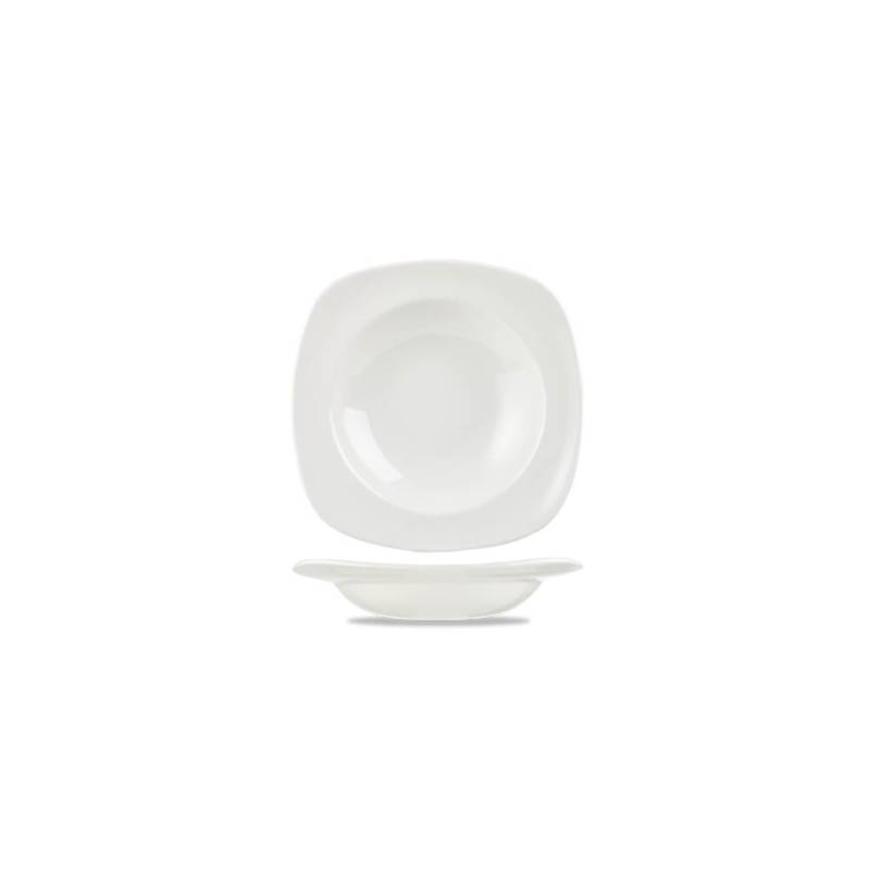 Piatto fondo quadro Linea Equation Churchill in ceramica vetrificata bianco cm 24,5
