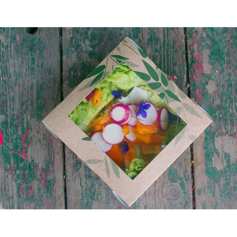 Contenitore Feel Green con finestra in carta cm 12,5 x 12,5 x 5