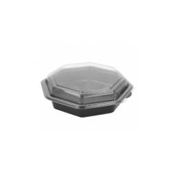 Octaview black polystyrene container with clear lid cl 68