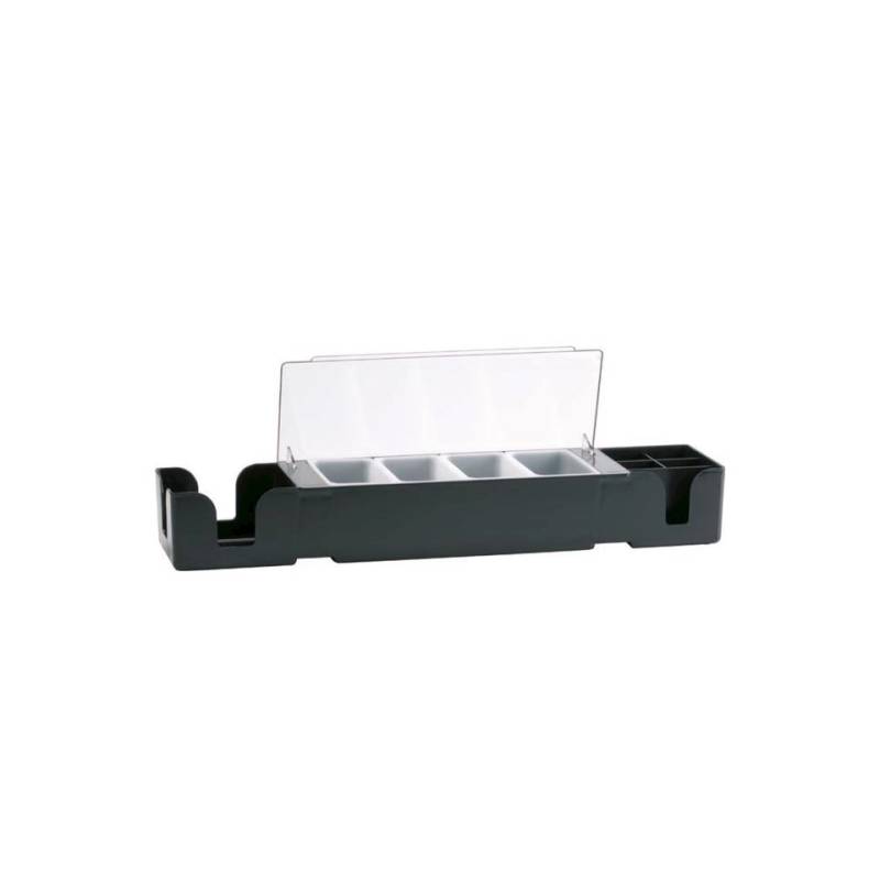 Porta condimenti 4 vaschette con bar caddy cm 60x15,5x9