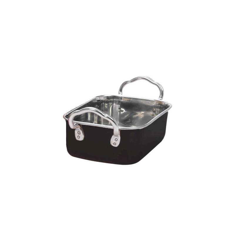 Black stainless steel rectangular mini casserole 14.5 x 9.5 cm