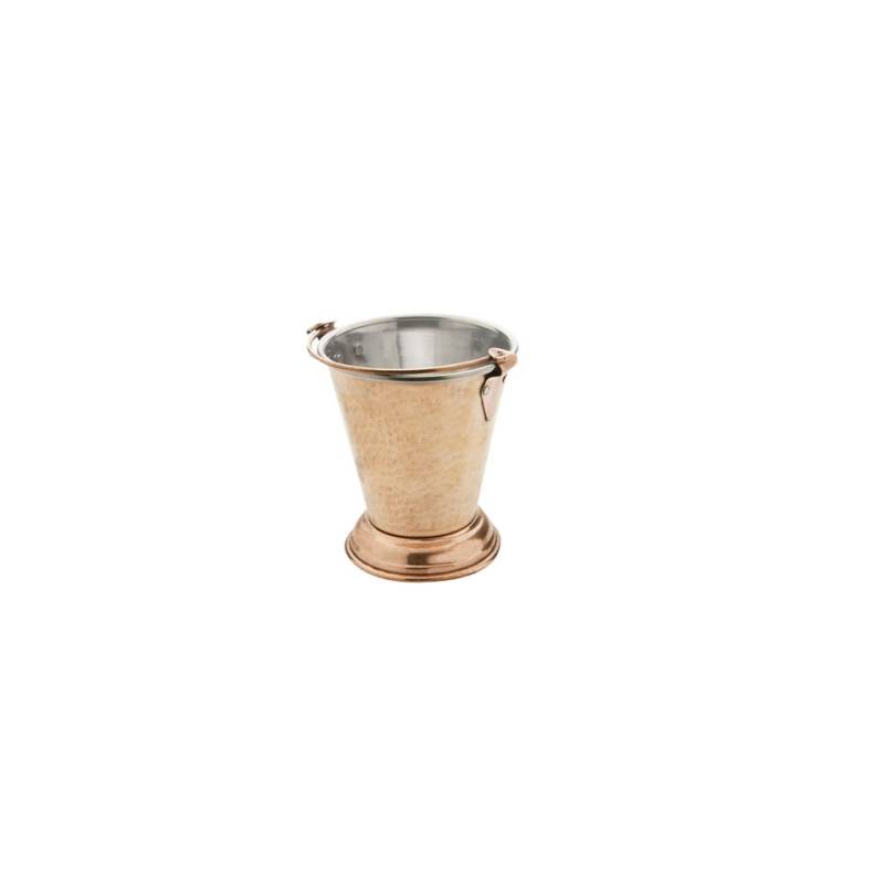 Mini-Eimer aus gehämmertem Kupfer und Edelstahl 12 cm