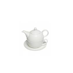 Teiera Tea for One con tazza e piatto in porcellana bianca cl 45