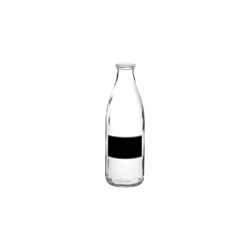 Bouteille en verre avec bouchon et tableau noir 1lt