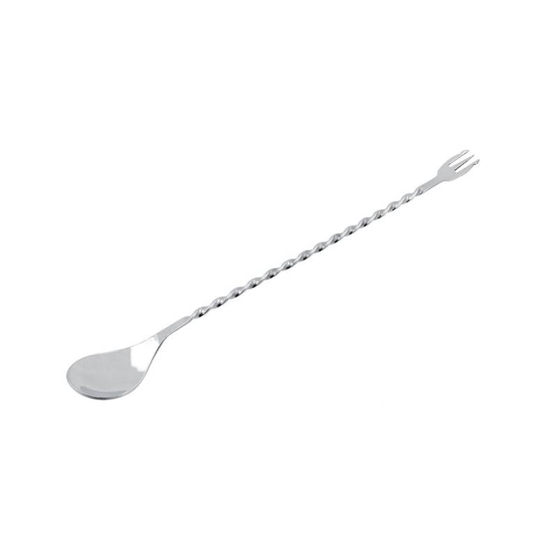 Bar spoon con forchettina in acciaio inox cm 28,5