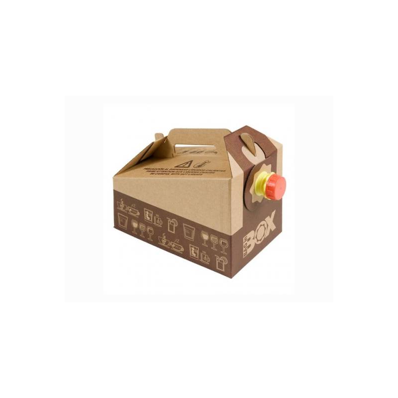 Cardboard beverage container with inner bag lt. 5