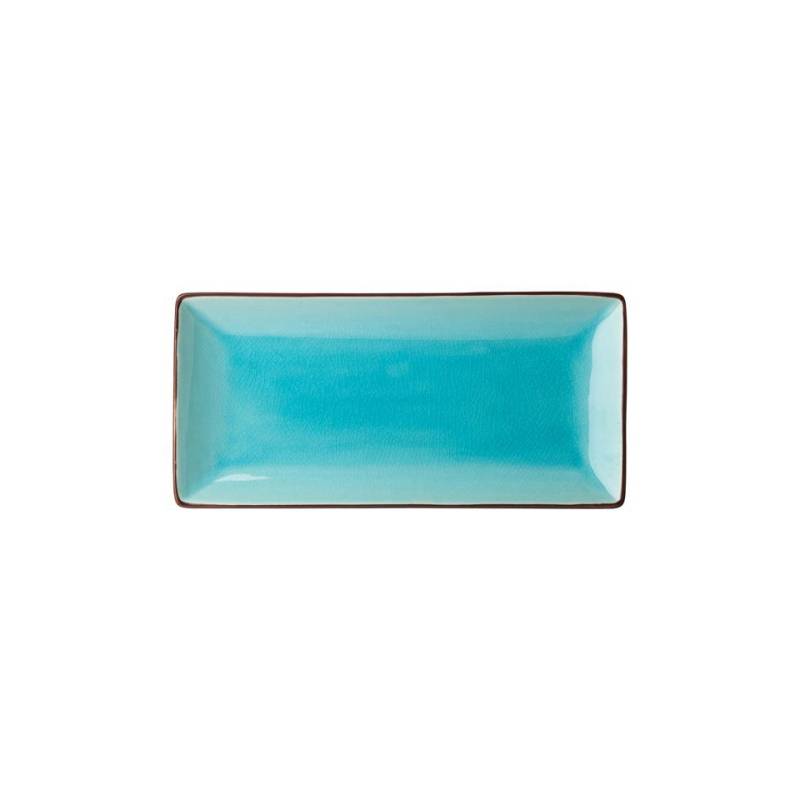 Soho black and light blue porcelain rectangular plate 23x13 cm