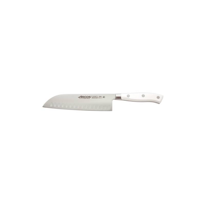 Coltello Santoku Arcos in acciaio inox con manico bianco cm 14