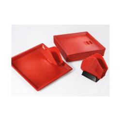 Tray with napkin holder in red abs cm 27x27