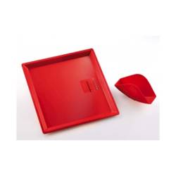 Tray with napkin holder in red abs cm 27x27