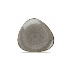 Stonecast Churchill triangular vitrified grey ceramic flat plate 26.5 cm