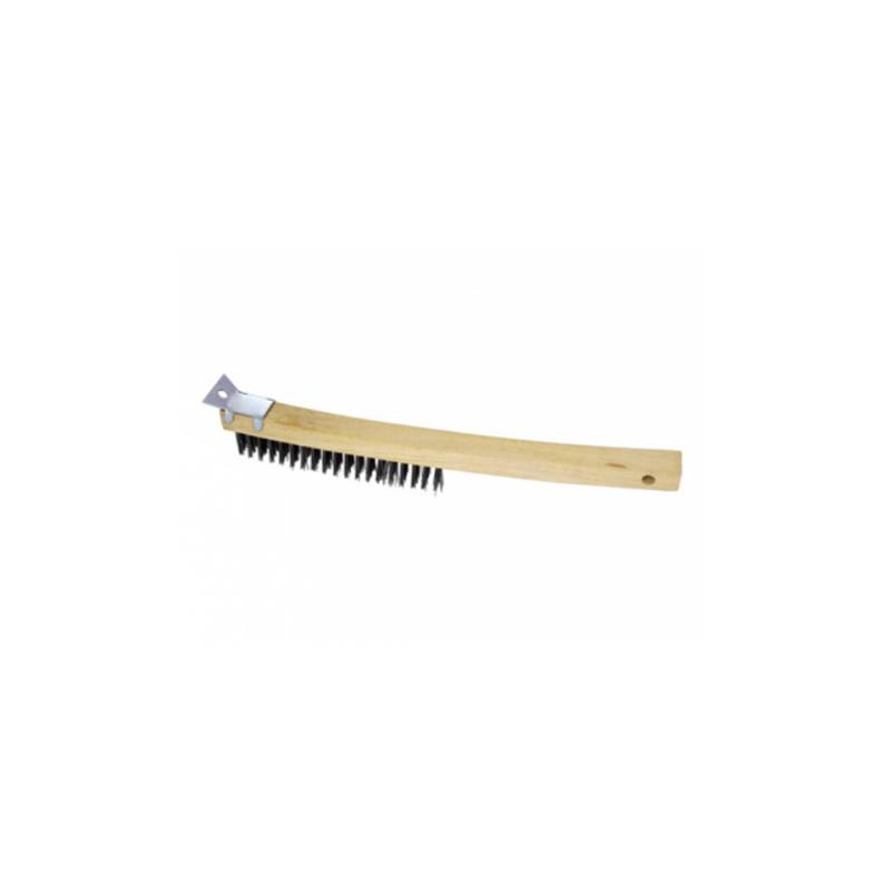 Grill brush with wooden scraper 13.97x0.98x1.89 inch