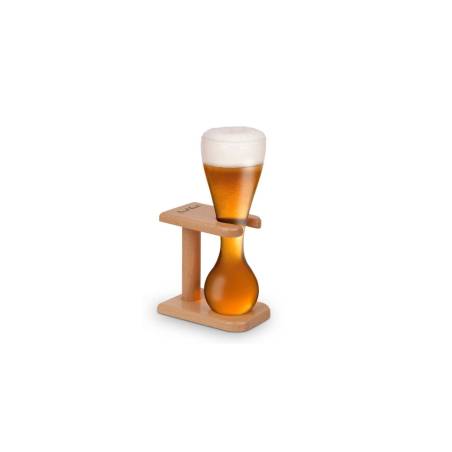 Verre à bière Quarter Yard avec support en bois 22 cm