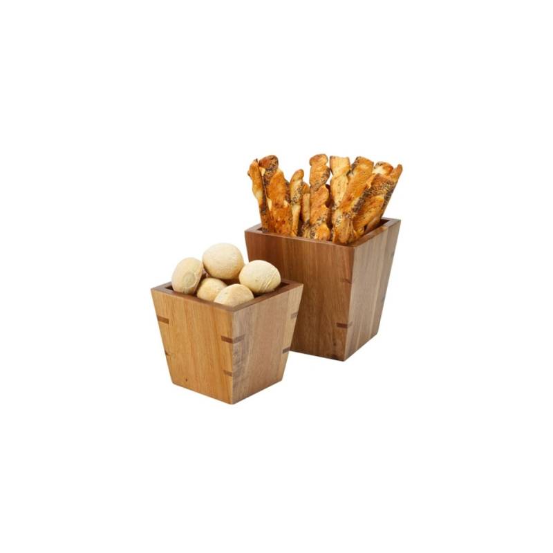 Set of 2 square wooden bread boxes