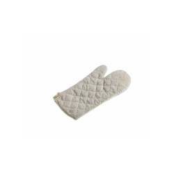 Beige cotton and terry cloth padded oven mitt