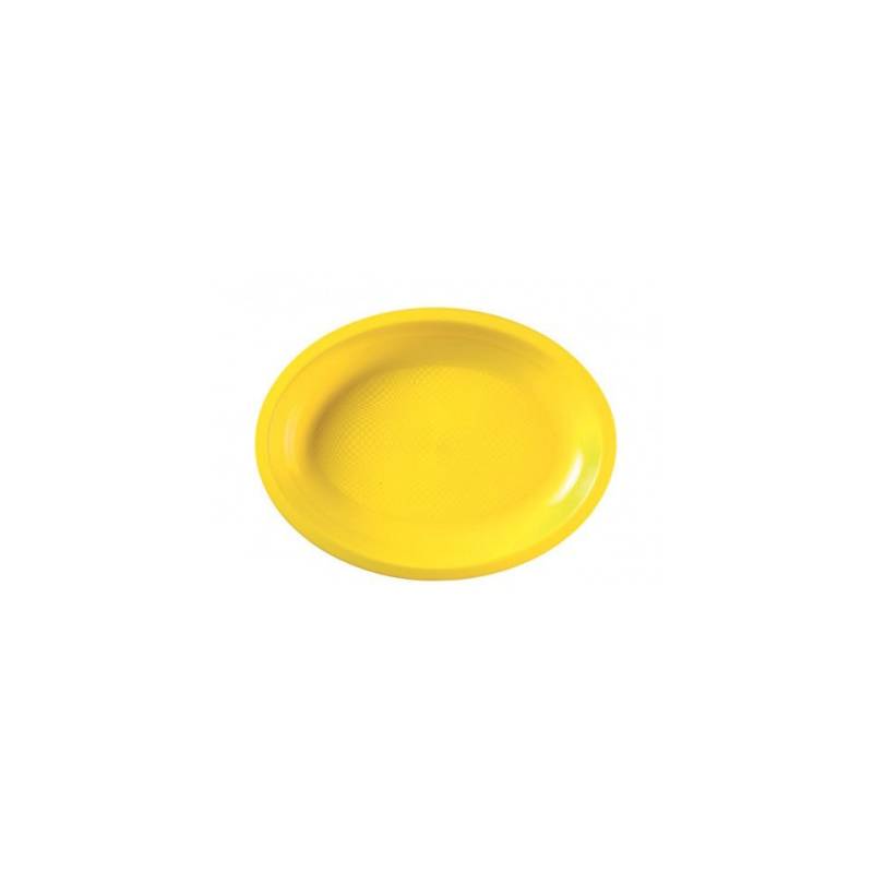 Yellow polypropylene oval plate 25.5x19.5 cm