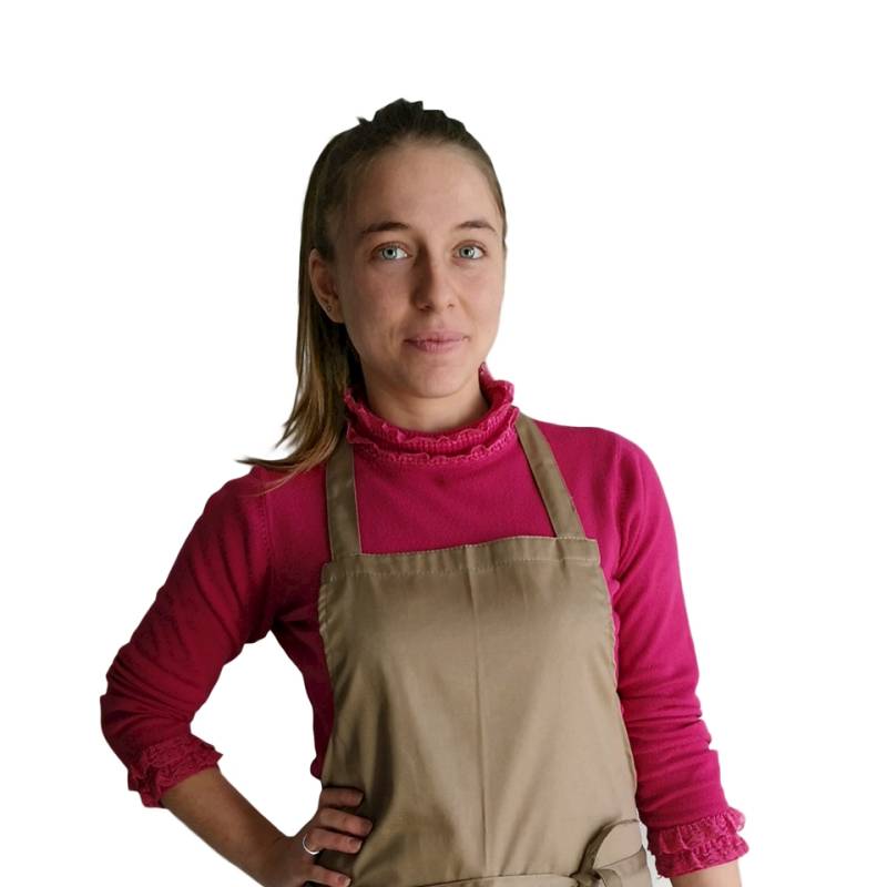 Apron with bib and pocket 65% polyester 35% cotton 70x90 cm khaki