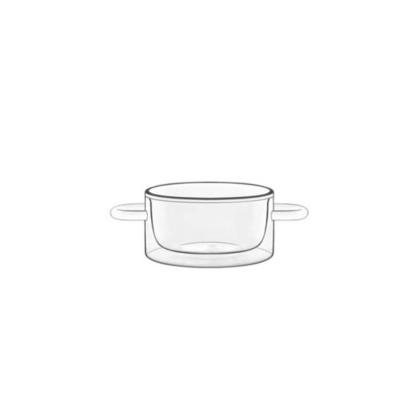 Luigi Bormioli petite casserole avec deux poignées en verre thermique 10x5.5 cm