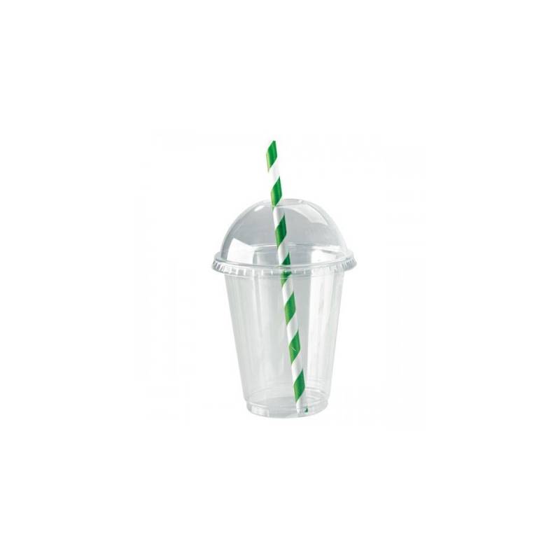 Green and white striped paper straws cm 20