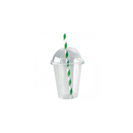 Green and white striped paper straws cm 20