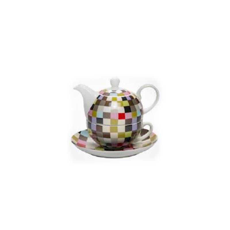 Tea for One Squares Porcelain Teapot