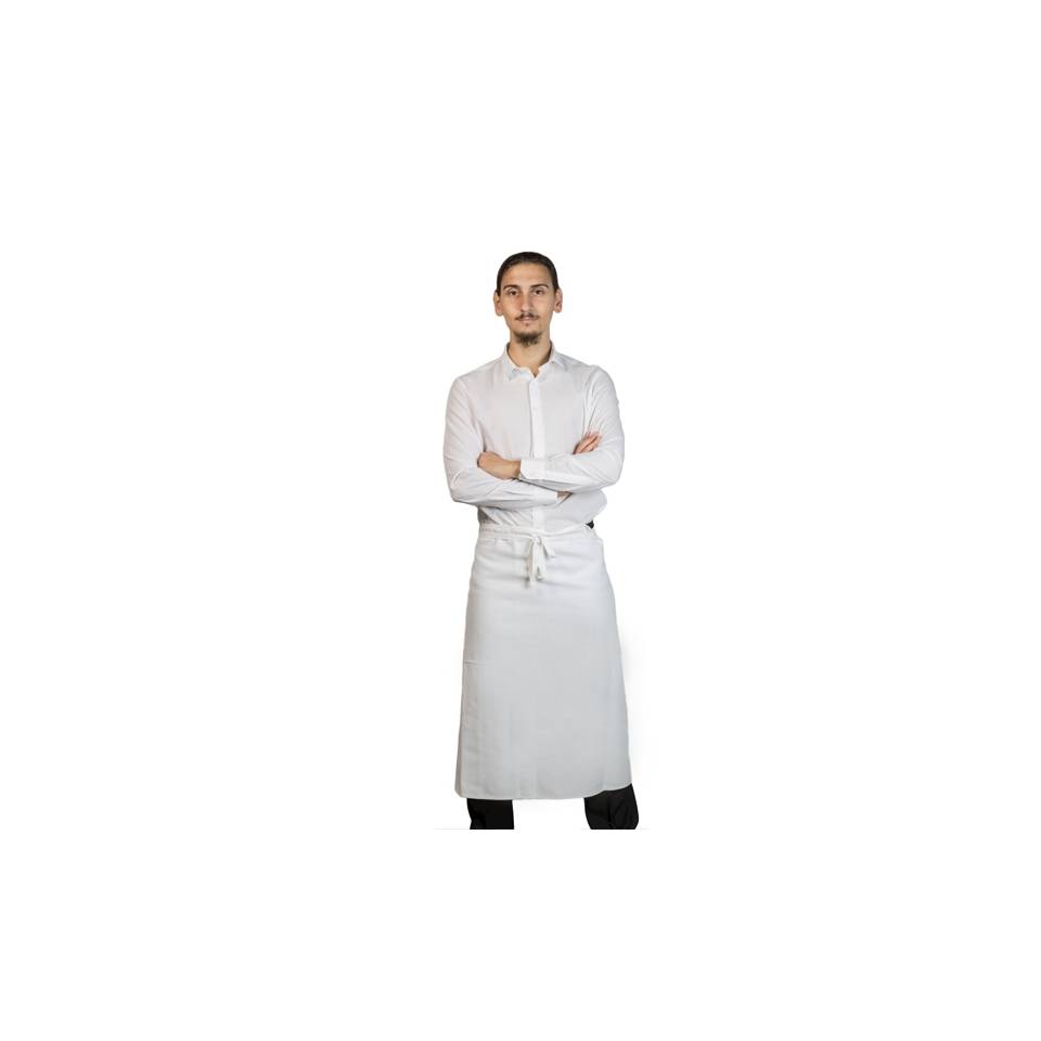 Maxi apron in white cotton 95x90 cm