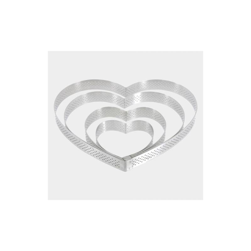 De Buyer stainless steel perforated heart mold 8x2 cm