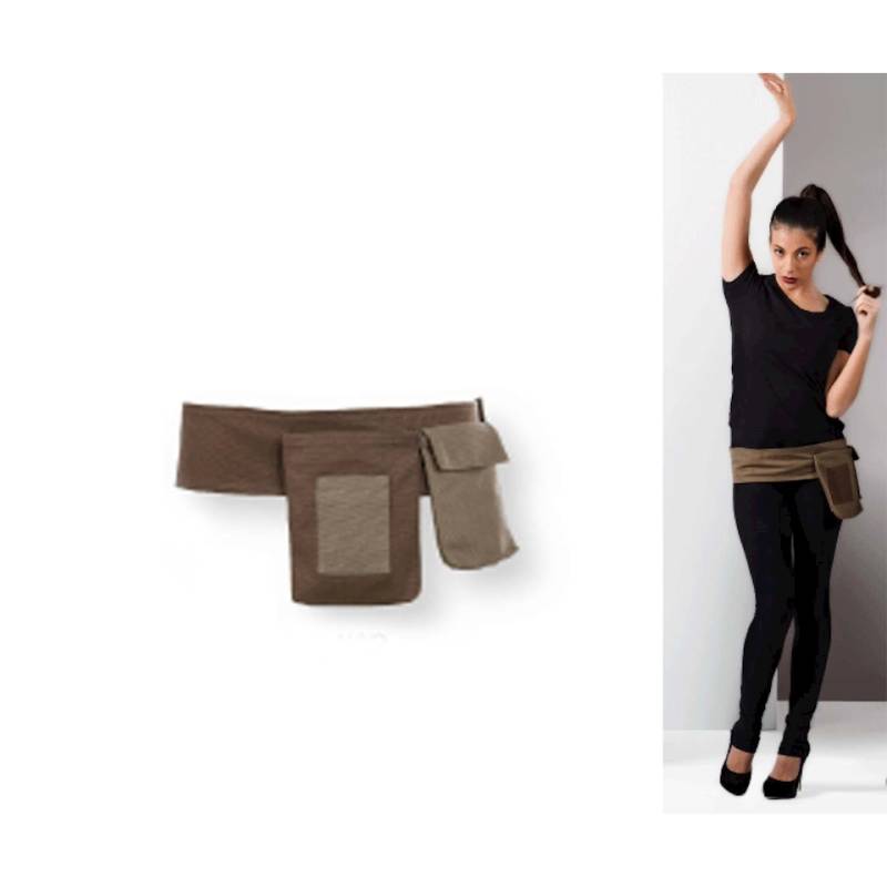 Ceinture de service à 4 poches en coton brun