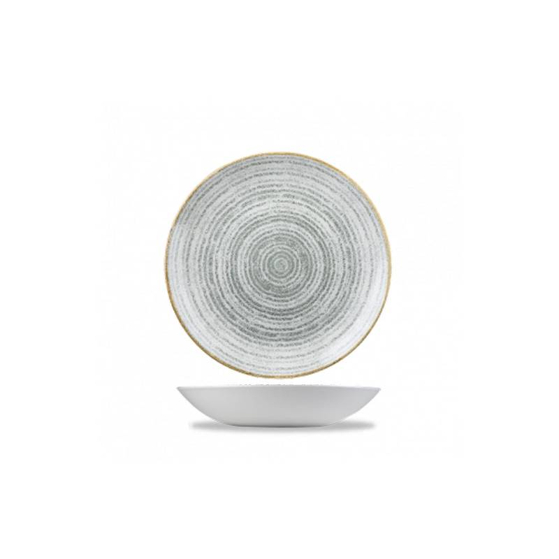 Piatto Coupe Studio Prints Homespun Churchill in ceramica vetrificata bianca e grigia cm 18,2