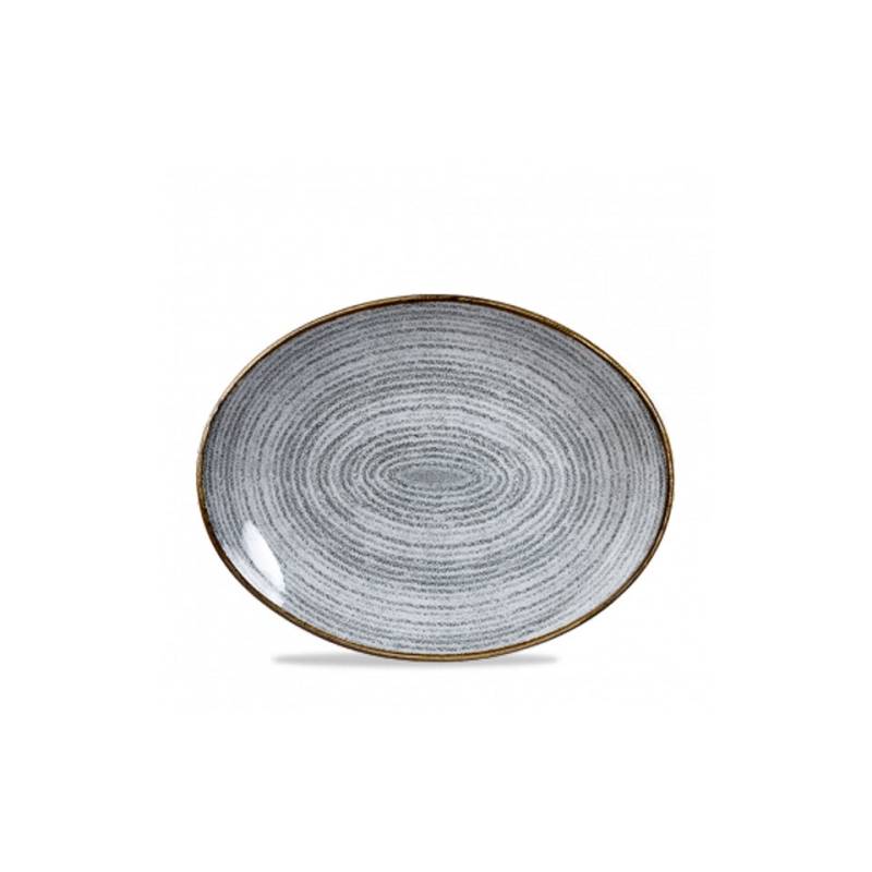 Studio Prints Churchill oval dish in gray vitrified ceramic 31.7x25.5 cm.