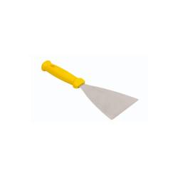 Flexible triangular stainless steel spatula with yellow polypropylene handle 4.72 inch