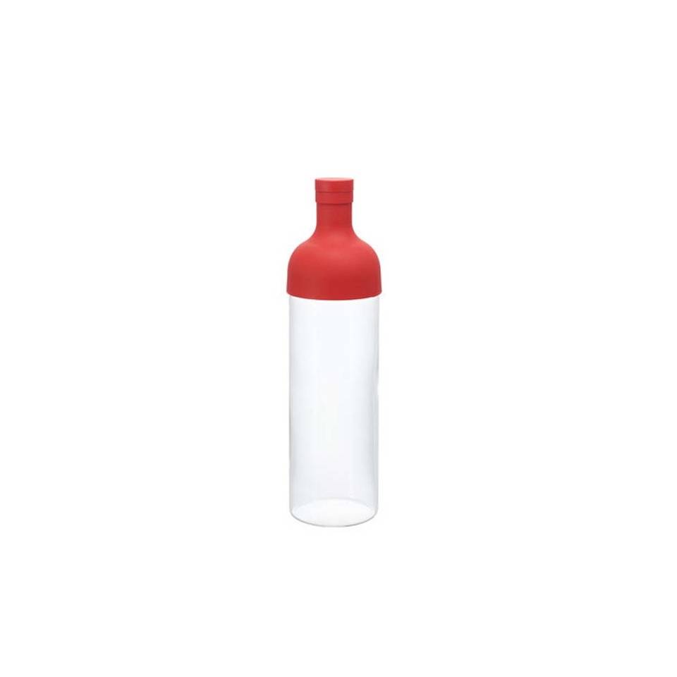 Hario iced tea bottle with filter in glass and silicone red cl 75