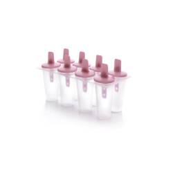 Stampo ghiaccioli 8 moduli in plastica trasparente e rosa cm 19,5x10x7,5