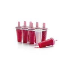 Stampo ghiaccioli 8 moduli in plastica trasparente e rosa cm 19,5x10x7,5
