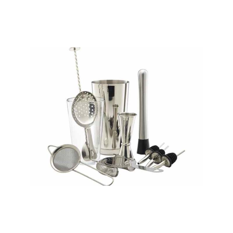 Stainless steel 11 pieces barman set 