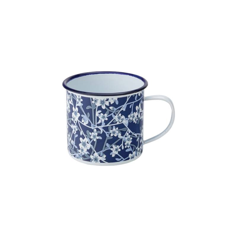 Blue enameled floral decoration mug cl 38