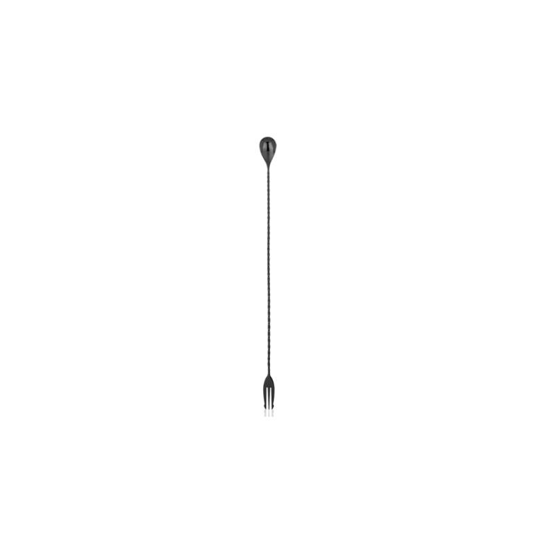 Bar spoon con forchetta in acciaio inox nero cm 40