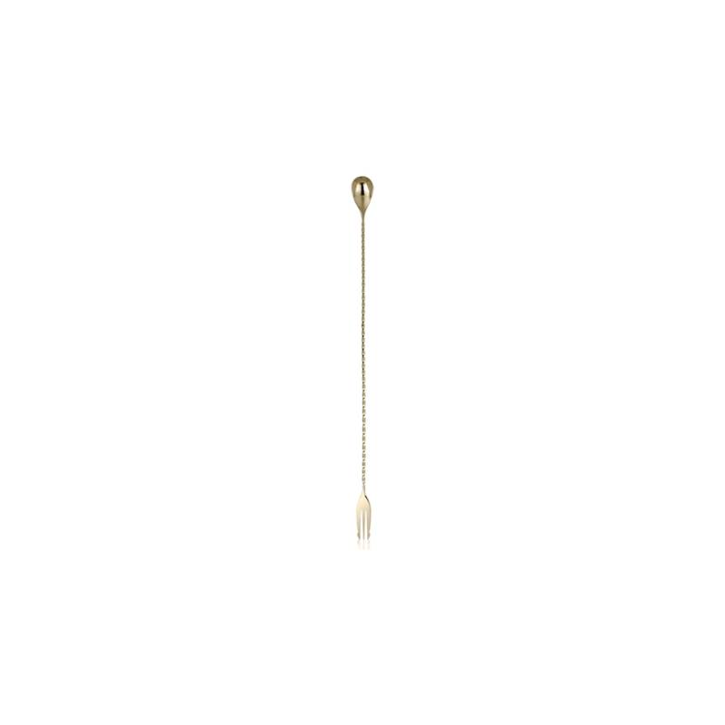 Bar spoon con forchetta in acciaio inox bronzo cm 40