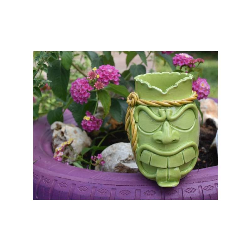 Tiki Mug Fighter in green porcelain cl 55