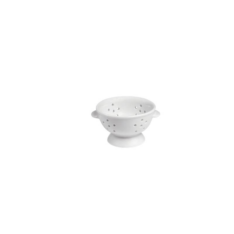 Mini colander 2 handles white porcelain 7x4.5 cm