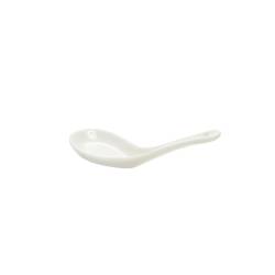 White porcelain mini rice soup tasting spoon 3.54x0.98 inch