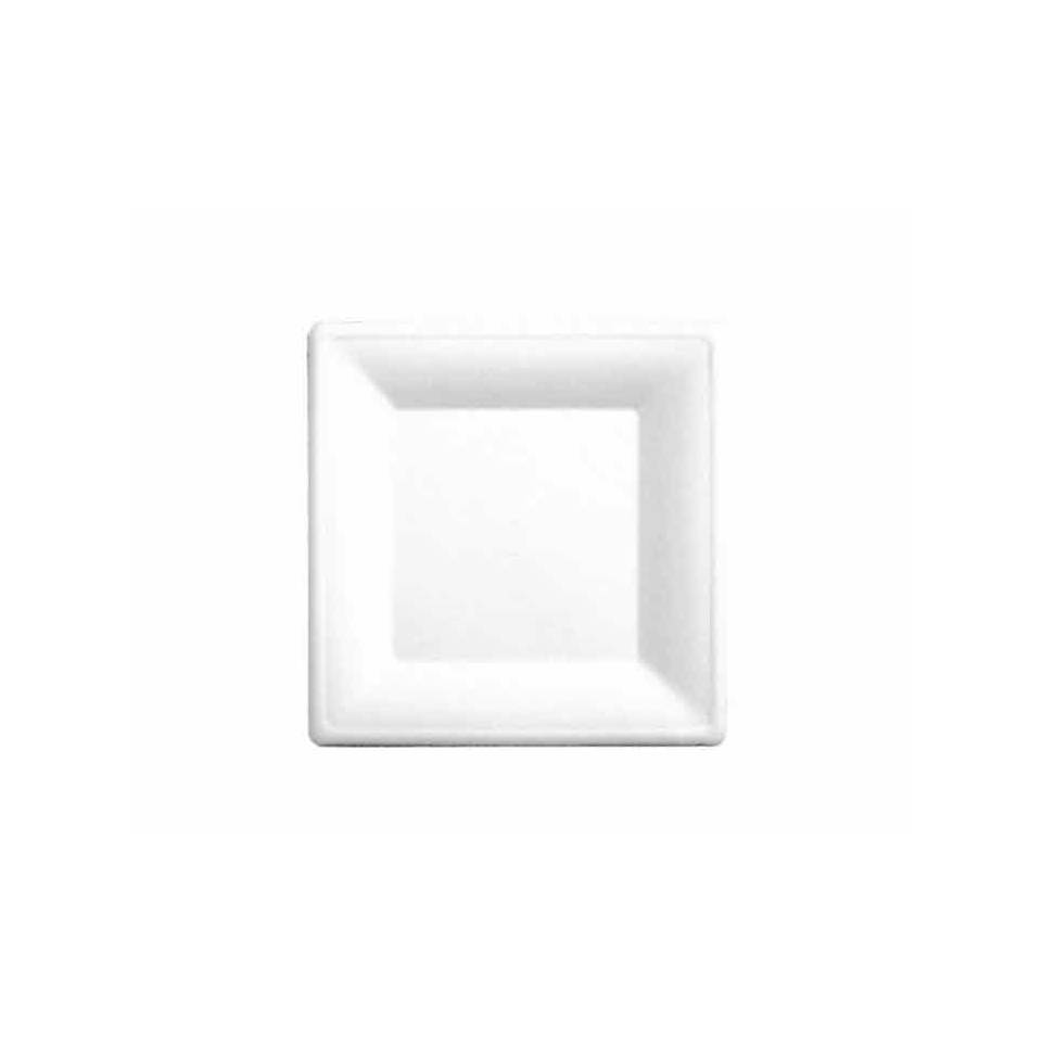Piattino quadrato Bionec in polpa cellulosa bianca cm 16x16